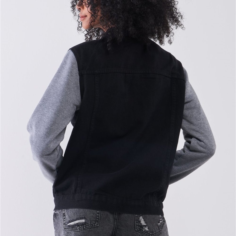 Black Denim Hoodie Jacket - Picture 3 of 5